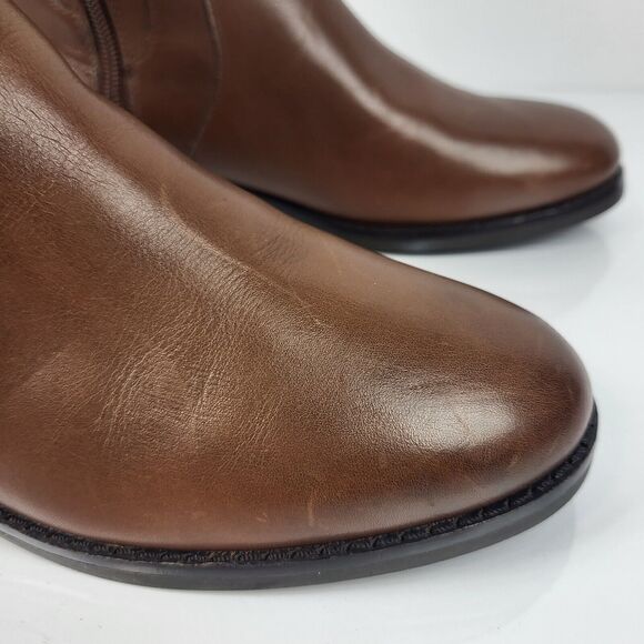 Cole Haan Noelle Riding Boots Brown Leather Side Zip Knee high 7.5B - Picture 10 of 16